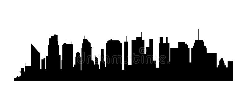 Silhouette of City with Black Color on White Background Stock Vector -  Illustration of building, americaapartment: 127601996