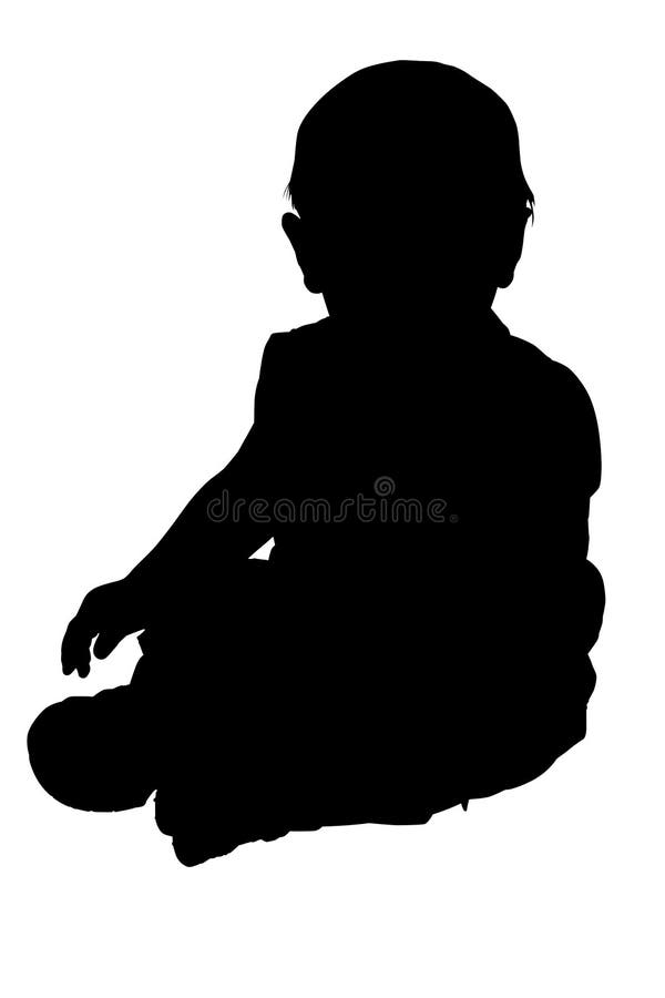 Silhouette With Clipping Path of Baby sitting royalty free stock images Silhouette With Clipping Path of Baby sitting royalty free stock images