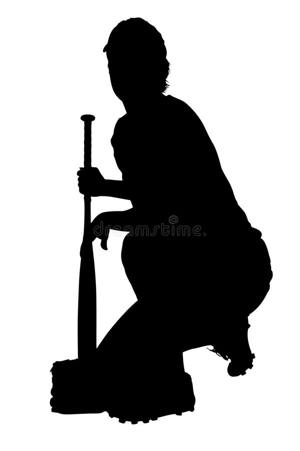 Silhouette With Clipping Path of Female Softball Player Resting vector illustration Silhouette With Clipping Path of Female Softball Player Resting vector illustration