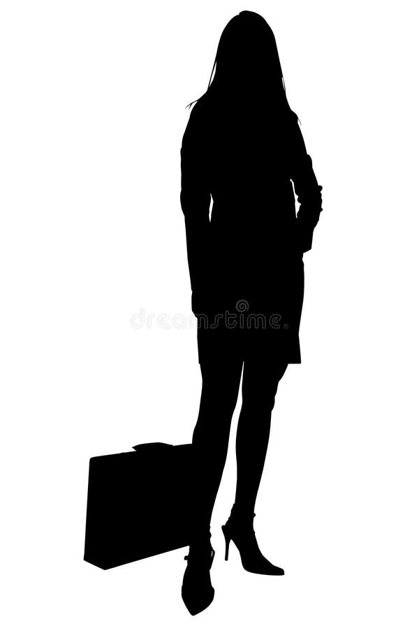 Silhouette with Clipping Path of Woman with Briefcase Stock