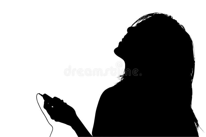 Silhouette With Clipping Path of Woman Listening To Music