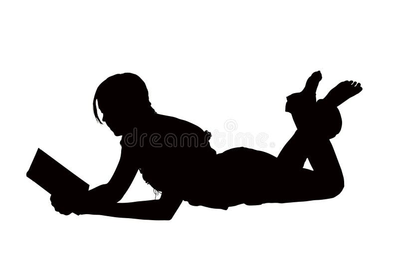 Silhouette With Clipping Path of Woman Reading Book