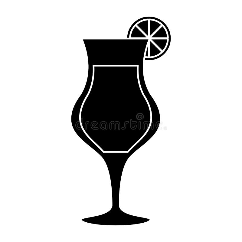 Cocktail glass dark silhouette Royalty Free Vector Image