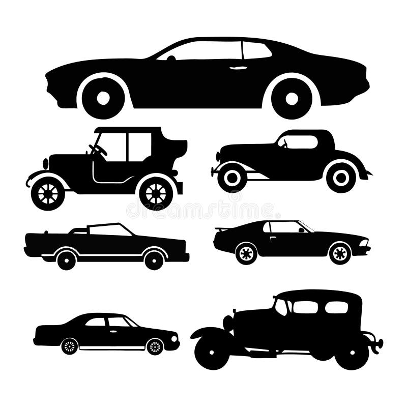 Silhouette Collection Klassische und moderne Autos für verschiedene Grafiken