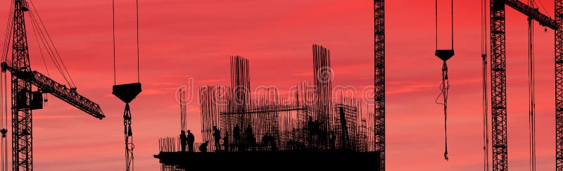 Silhouette of construction worker