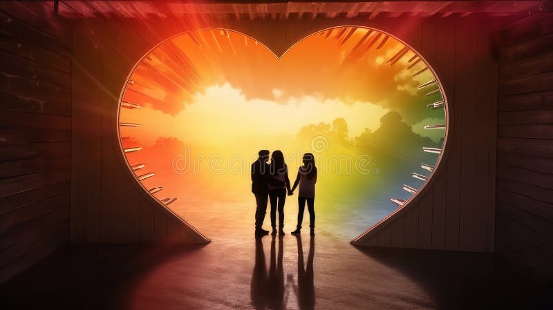 Silhouette of a Couple in a Heart Stock Illustration - Illustration of ...