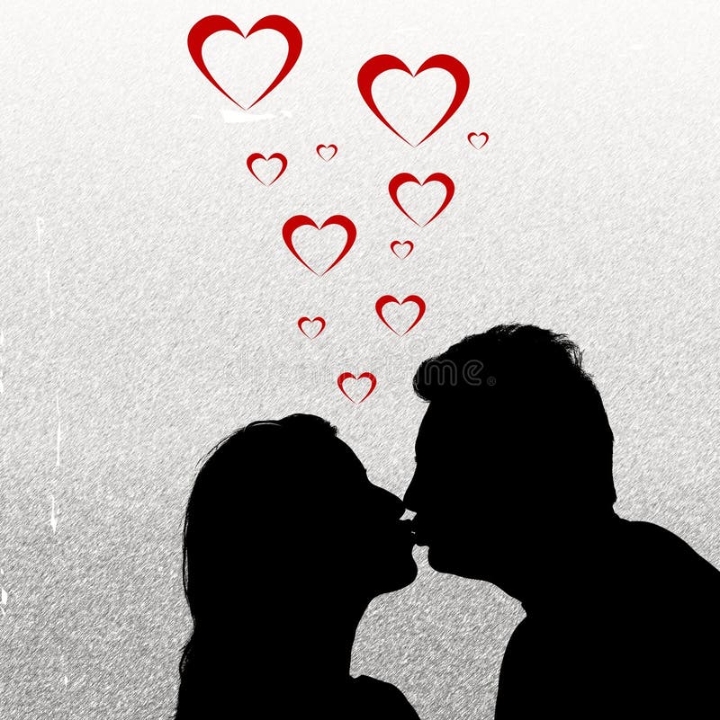 Silhouette couple kissing