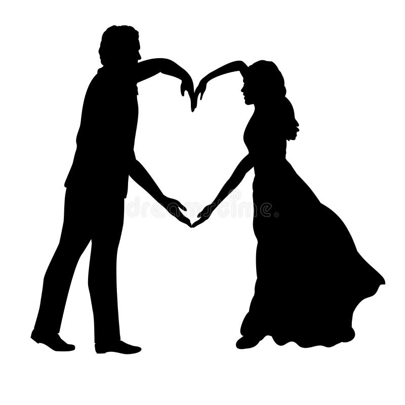 Silhouette of couple in love depicting heart