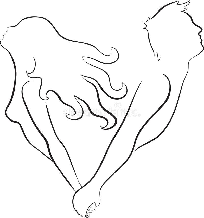 Silhouette of couple shaped heart vector illustration