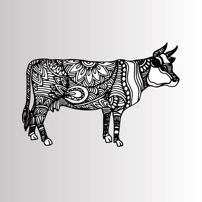 Download Silhouette Of A Cow With Patterns And Ethnic Ornaments ...