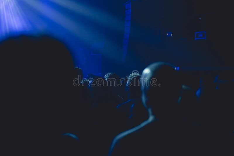 Silhouette of Crowd in a Night Club. Stock Image - Image of performance ...