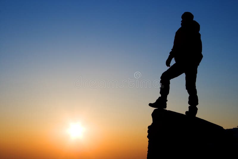 Silhouette d'alpiniste images libres de droits Silhouette d'alpiniste images libres de droits