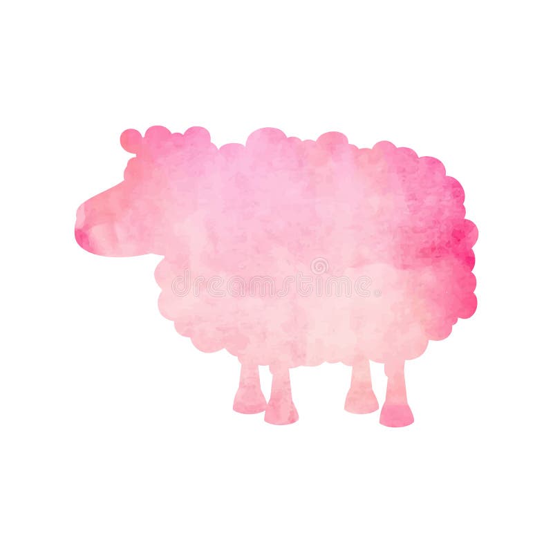 Silhouette d'aquarelle d'un mouton rose sur un fond d'isolement Vecteur illustration libre de droits Silhouette d'aquarelle d'un mouton rose sur un fond d'isolement Vecteur illustration libre de droits
