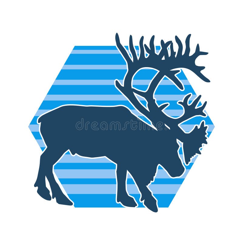 Silhouette d'un animal sauvage de la forêt de cerfs avec de beaux bois. illustration de vecteur