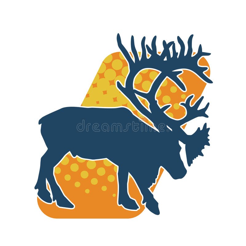 Silhouette d'un animal sauvage de la forêt de cerfs avec de beaux bois. illustration de vecteur