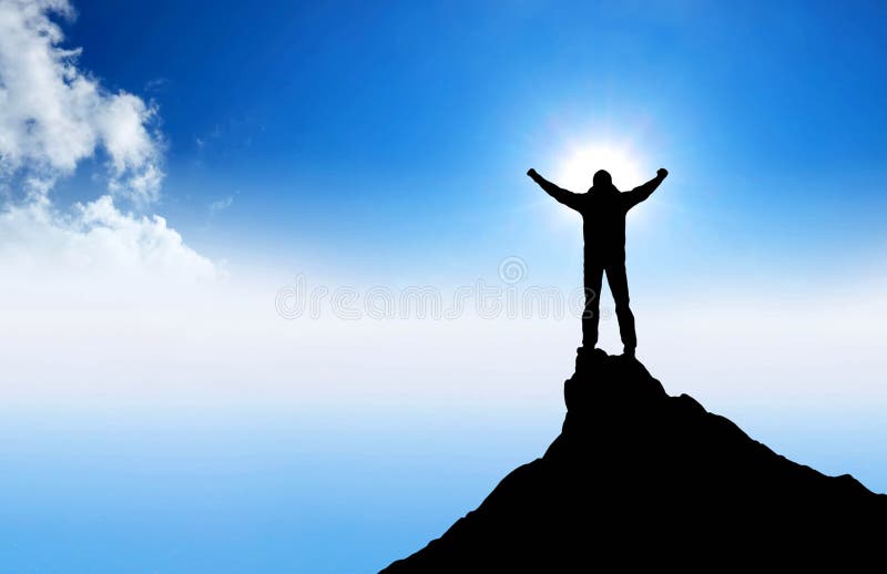 Silhouette d'un champion photos stock