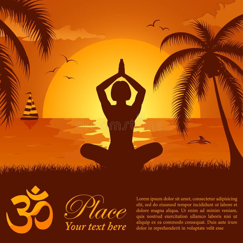 Silhouette d'une fille dans la pose de yoga illustration stock Silhouette d'une fille dans la pose de yoga illustration stock