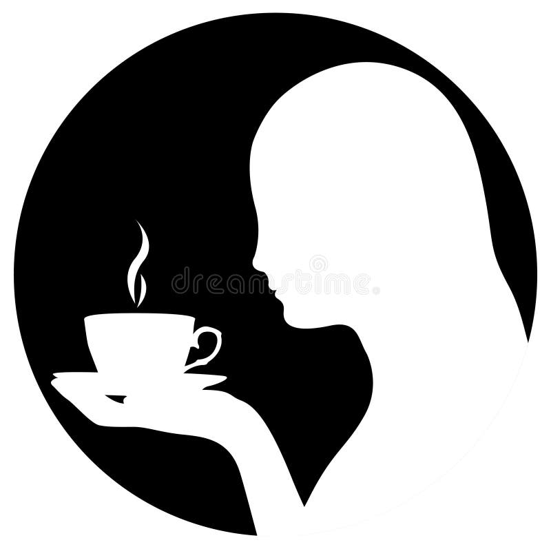 Silhouette of woman drinking coffee. Vector illustration. Silhouette of woman drinking coffee. Vector illustration