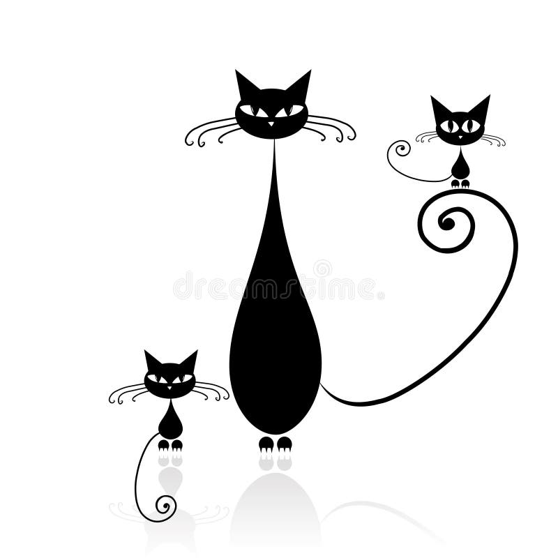 Silhouette de chat noir pour votre conception