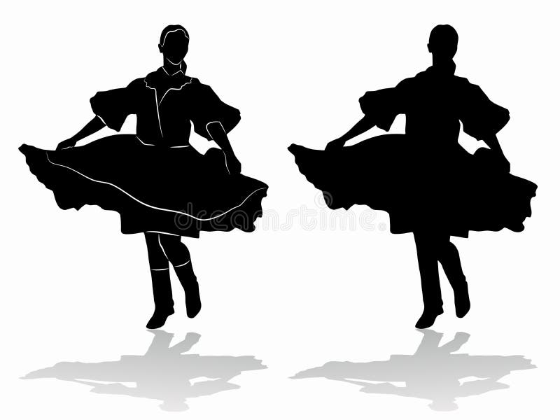Silhouette de danseur de folklore de femme, aspiration de vecteur