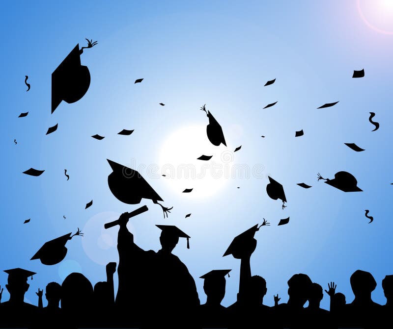silhouette de défilé de graduation de jour illustration libre de droits silhouette de défilé de graduation de jour illustration libre de droits