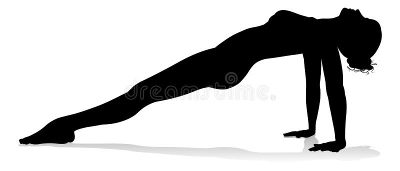 Silhouette de femme de pose de Pilates de yoga illustration stock
