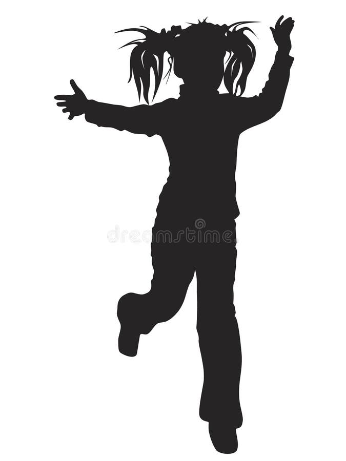 Silhouette de fille branchante illustration libre de droits Silhouette de fille branchante illustration libre de droits