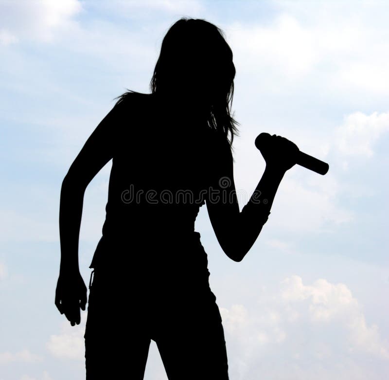 Girl Singing - Silhouette. Girl Singing - Silhouette