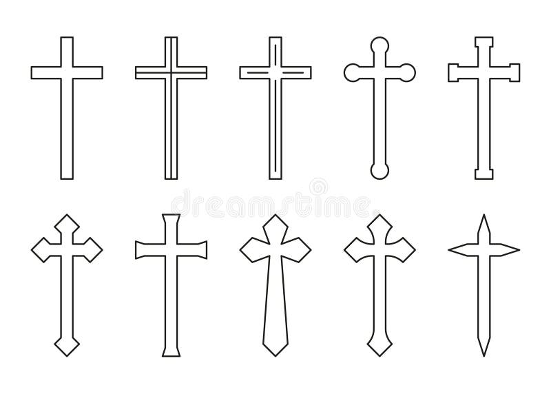 Croix Chrétienne Et Catholique Silhouette Dessin Au Trait Unique