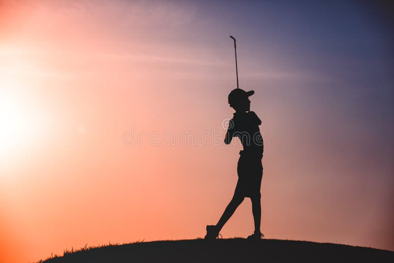 Silhouette de golfeur de garçon photos stock Silhouette de golfeur de garçon photos stock