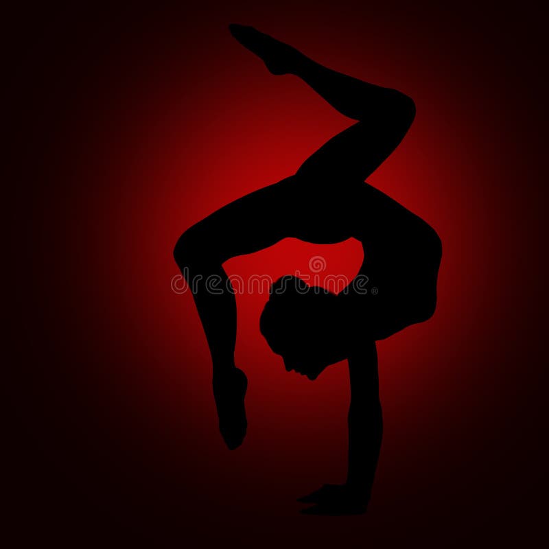 Silhouette de gymnaste de yoga, corps flexible de gymnastique de salto de femme