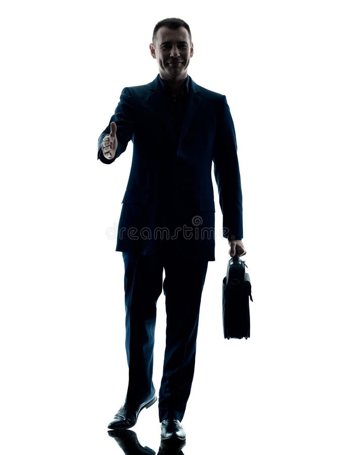 Silhouette de marche d'homme d'affaires d'isolement photographie stock libre de droits