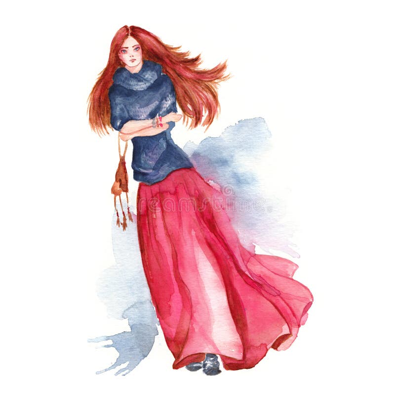 Silhouette de modèle de passerelle de mode d'aquarelle pour l'illustration de beauté illustration libre de droits Silhouette de modèle de passerelle de mode d'aquarelle pour l'illustration de beauté illustration libre de droits