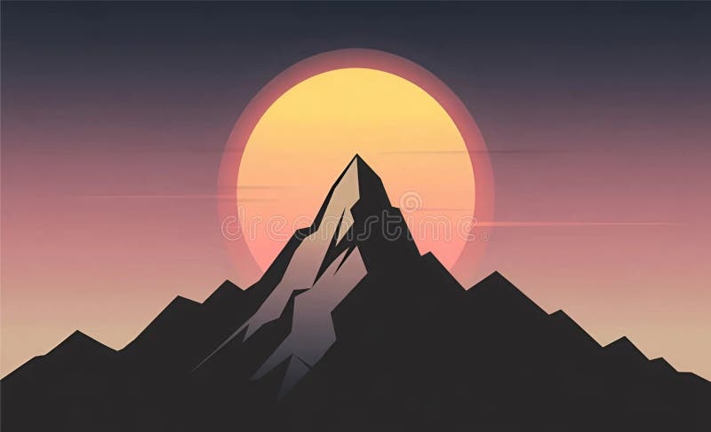 Silhouette de montagne majestueuse à Sunset Vector Illustration illustration libre de droits