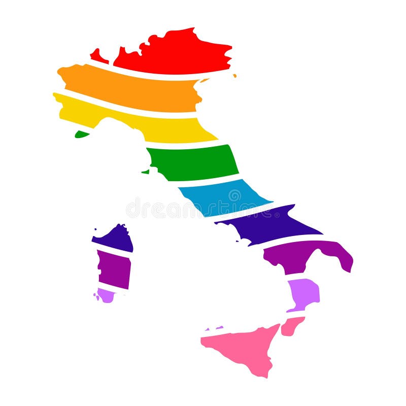 italy swoosh silhouette rainbow map template. italy swoosh silhouette rainbow map template
