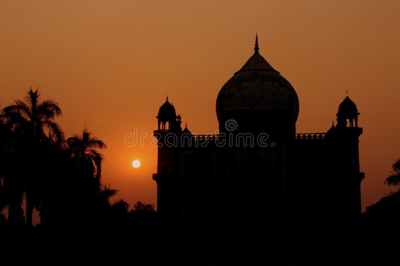 Silhouette of a eastern temple during sunset. Silhouette of a eastern temple during sunset