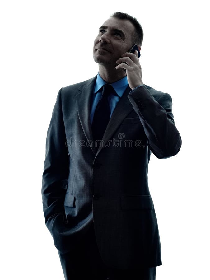 Silhouette de téléphone d'homme d'affaires d'isolement