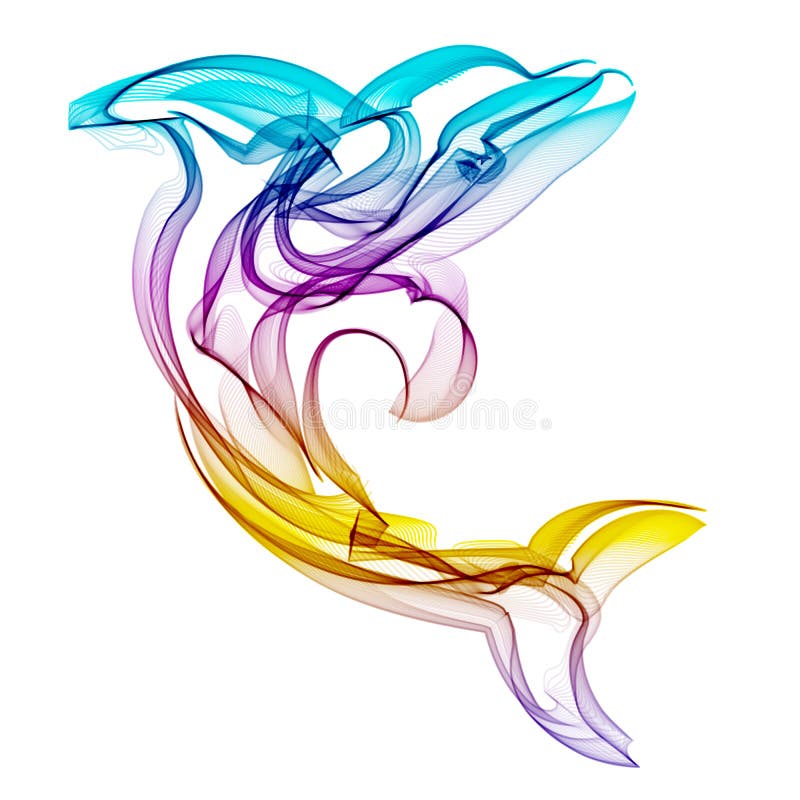 Silhouette de vecteur de dauphin sur le fond coloré illustration libre de droits