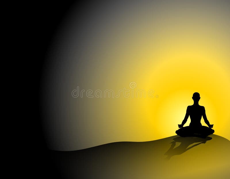 Silhouette de yoga au coucher du soleil illustration stock Silhouette de yoga au coucher du soleil illustration stock
