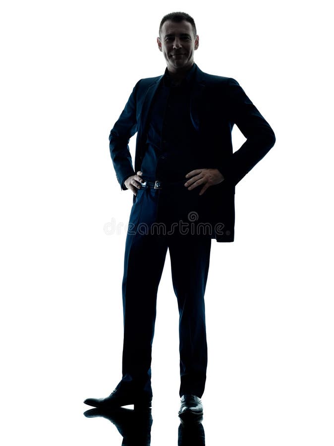 Silhouette debout d'homme d'affaires d'isolement photo stock