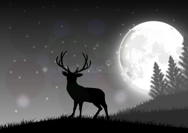 Fantasy Moon Night Deer 4K wallpaper download