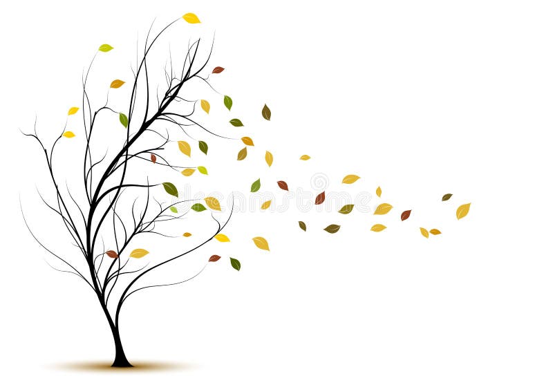 Silhouette décorative d'arbre de vecteur en automne