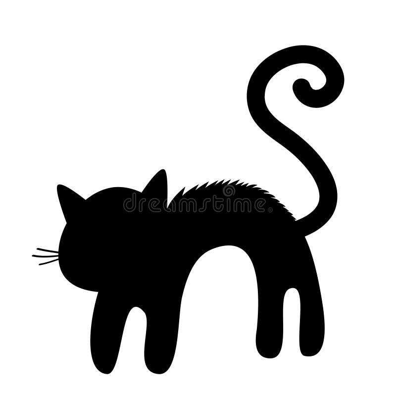 Silhouette Effrayee De Dos De Voute De Chat Chaton Criard La Fourrure De Cheveux Se Tient Sur L Extremite Queue Favori De Mousta Illustration De Vecteur Illustration Du Conception Amusement