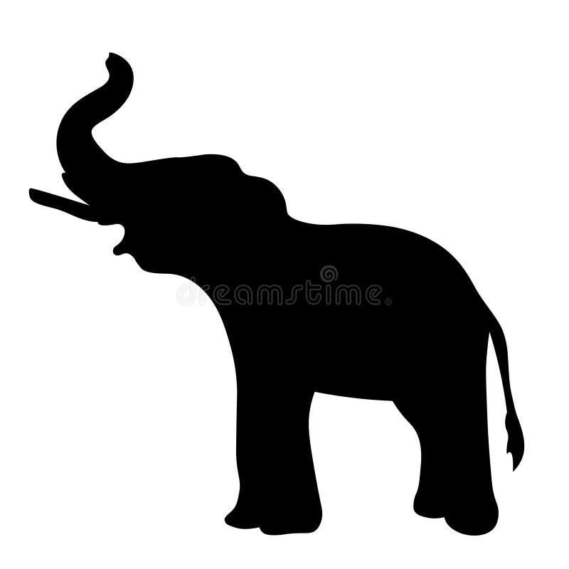 Silhouette the Elephant Sideways Up the Trunk Vector Illustrat Stock