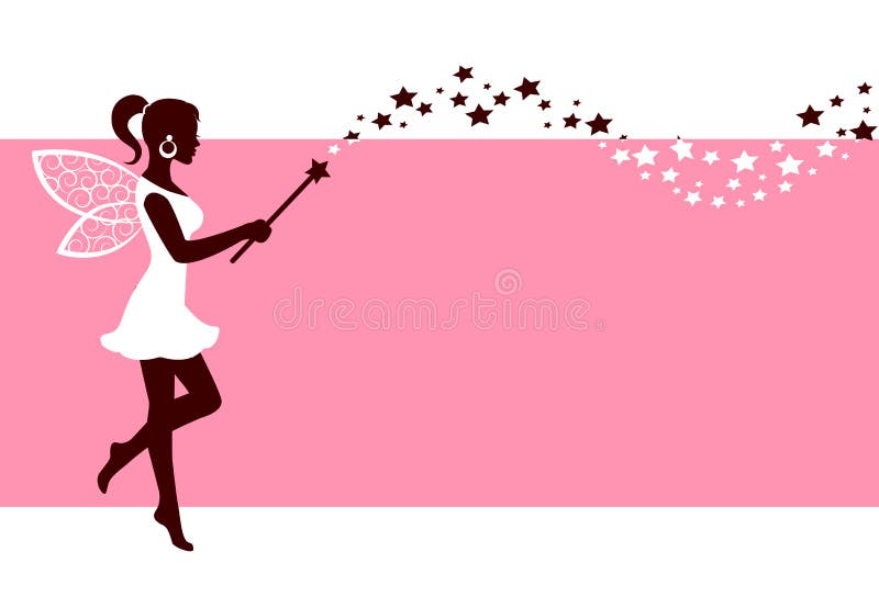 Silhouette of fairy with magic wand stock illustration