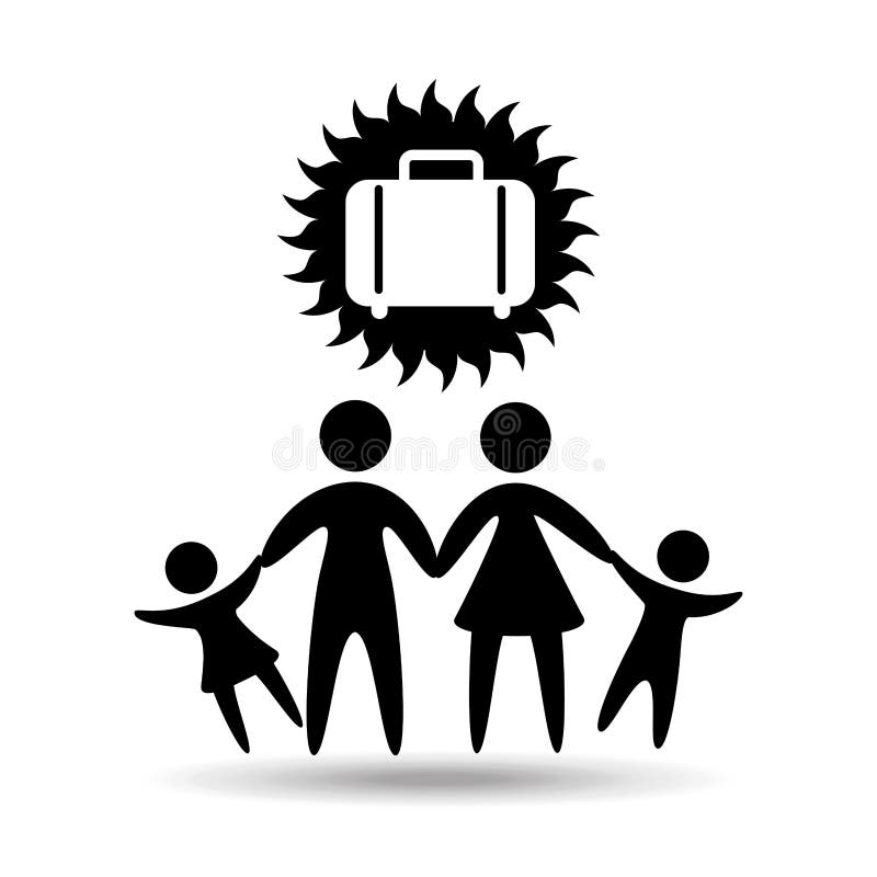 Download Silhouette Family Vacation Suitcase Icon Stock Vector ...