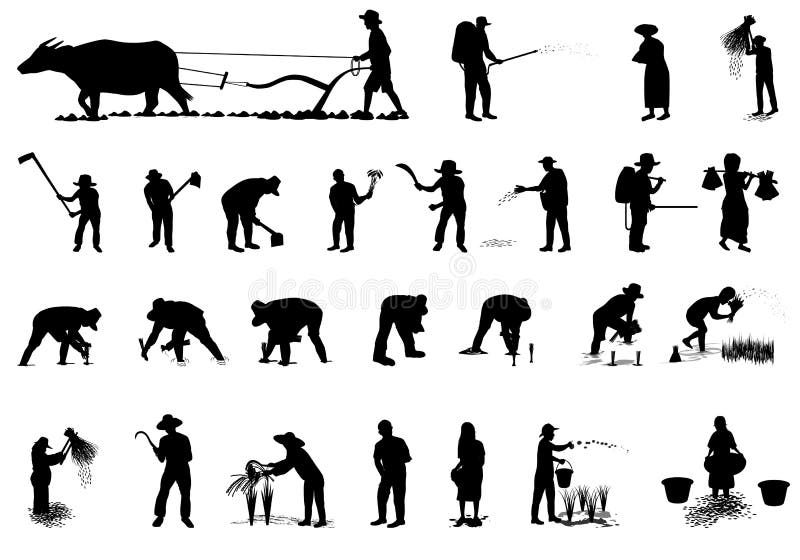 Silhouette Farmer cartoon shape royalty free illustration