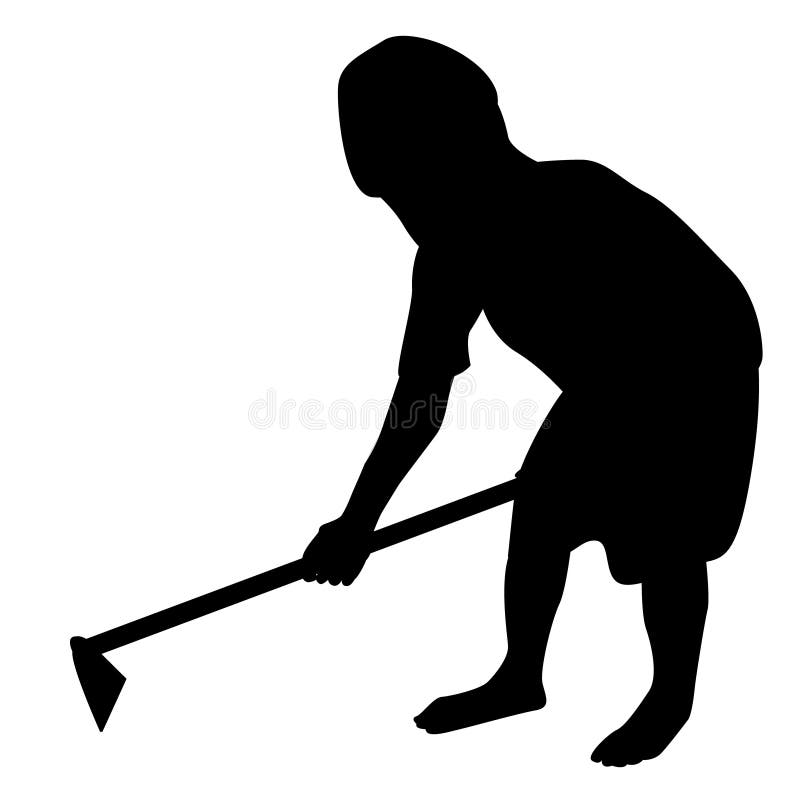 Silhouette Farmer with hoe on white background vector design