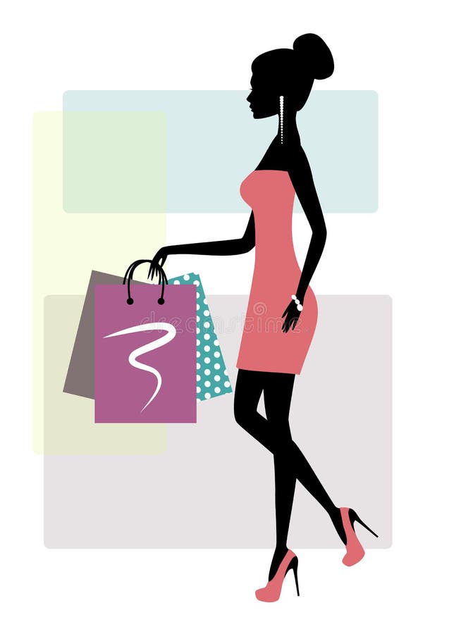 Silhouette of a Fashionable Shopping Woman Stock Vector - Illustration ...