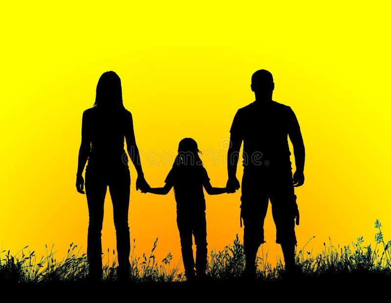 Download Silhouette Father, Mother And Daughter Holding Hands At ...